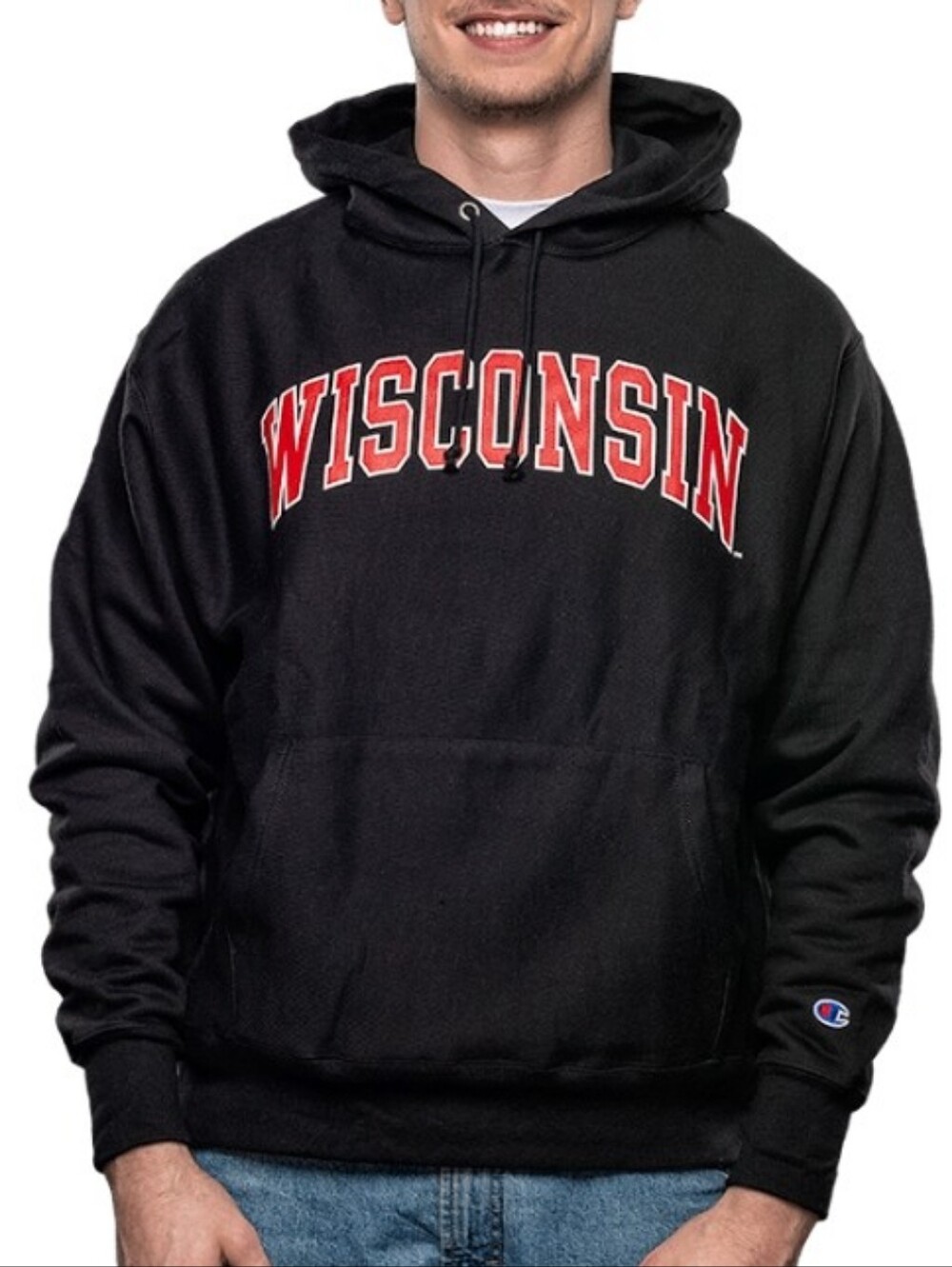 Champion REVERSE WEAVE 2X-LARGE Black Wisconsin Pullover Hoodie